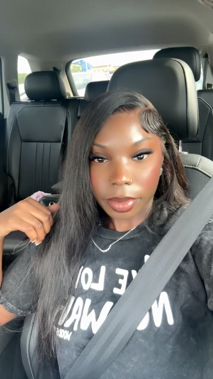 Natural black straight wig